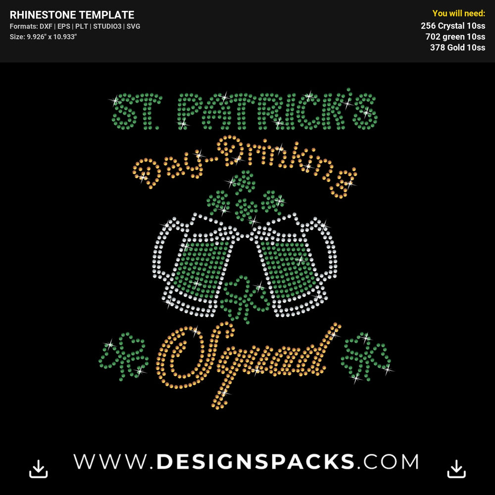Patrick Drinkining Squad Updated Rhinestone Digital Template