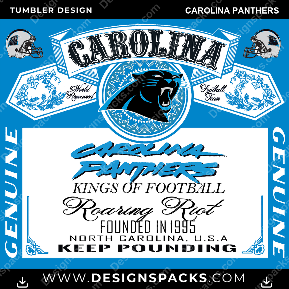 Football Bud Carolina Panthers NFL Football Tumbler Digital Wrap Design Download