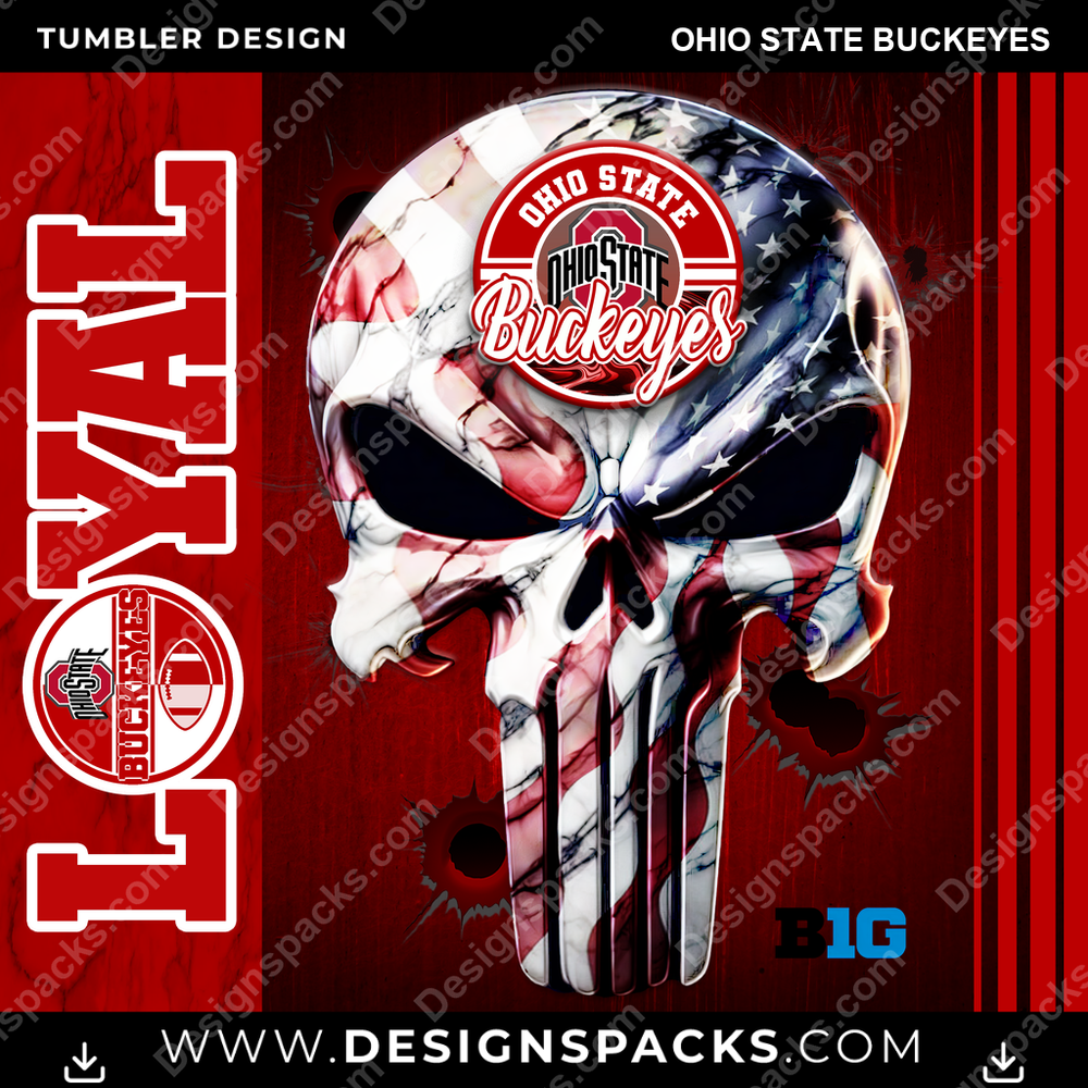 College Sport Loyal Ohio State Buckeyes Tumbler Digital Wrap Design