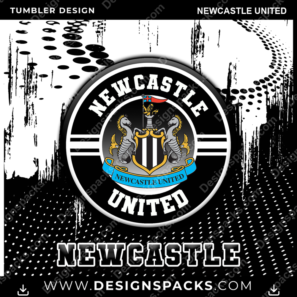 Soccer UK Dot Logo Newcastle United Tumbler Digital Wrap Design