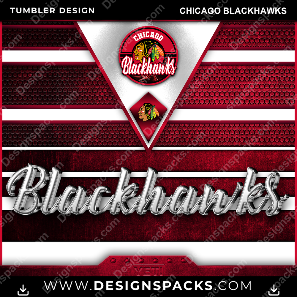 Ice Hockey YETI Chicago Blackhawks NHL Hockey Tumbler Digital Wrap Design Download