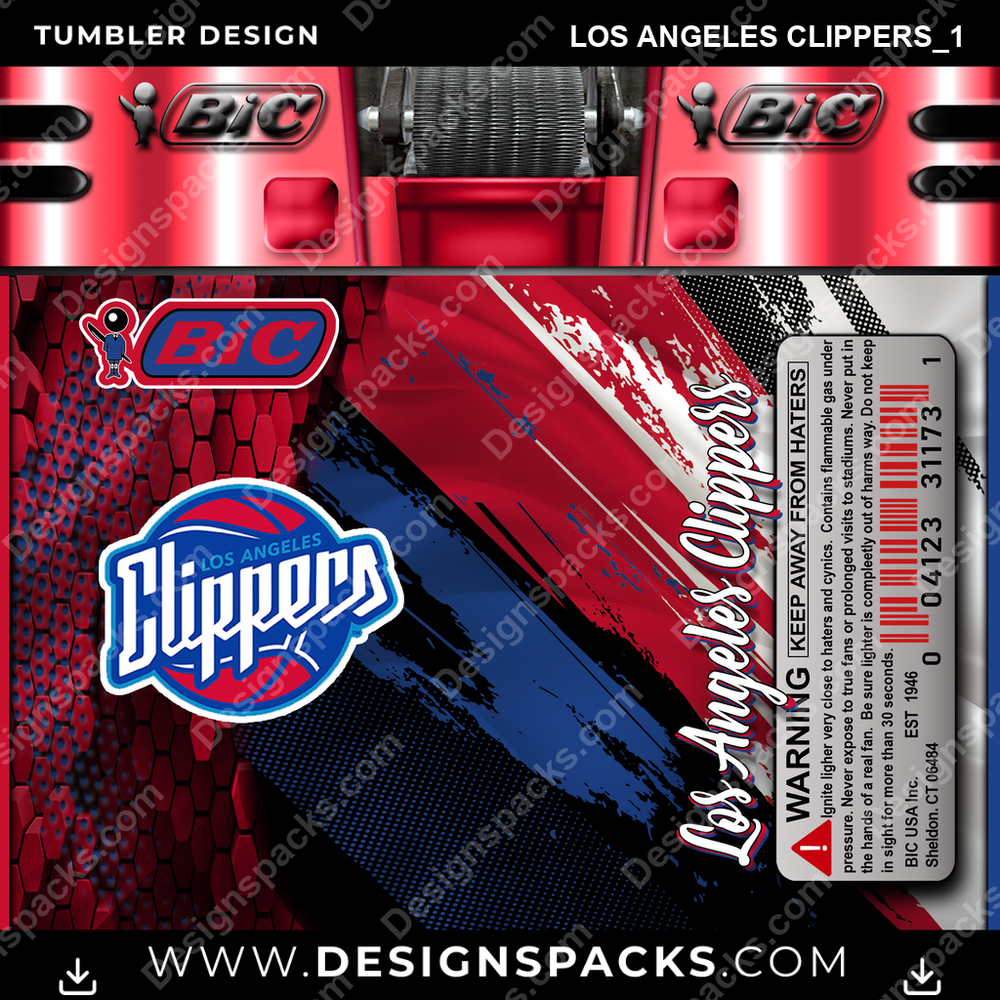 Basketball BIC Lighter Los Angeles Clippers_1 Tumbler Digital Wrap Design