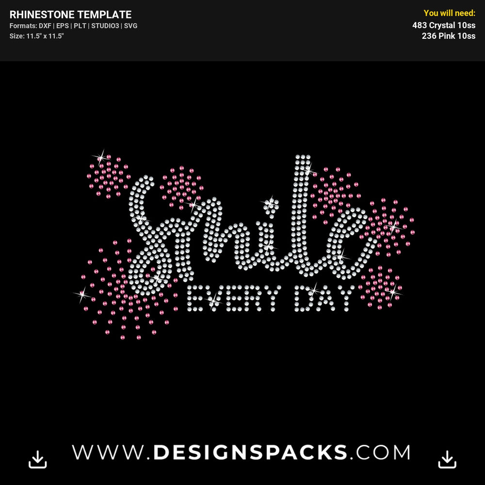 Smile Every Day Rhinestone Digital Template