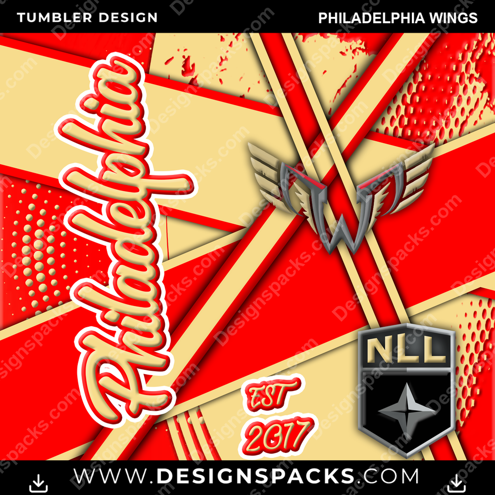 Lacrosse Team Sport Philadelphia Wings PLL Lacrosse Tumbler Digital Wrap Design Download