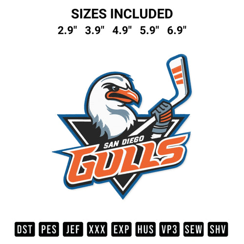 Discover the perfect addition to your crafting collection: San Diego Gulls Logo Embroidery Design embroidery file. Instantly available at Designspacks.com. Available sizes: 2.9