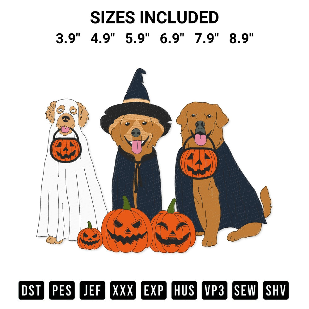 Get the Golden Retriever Ghost Dogs Embroidery Design embroidery design for your custom crafts! Premium digitized files available for instant download at Designspacks.com. Available sizes: 3.9", 4.9", 5.9", 6.9", 7.9", 8.9".