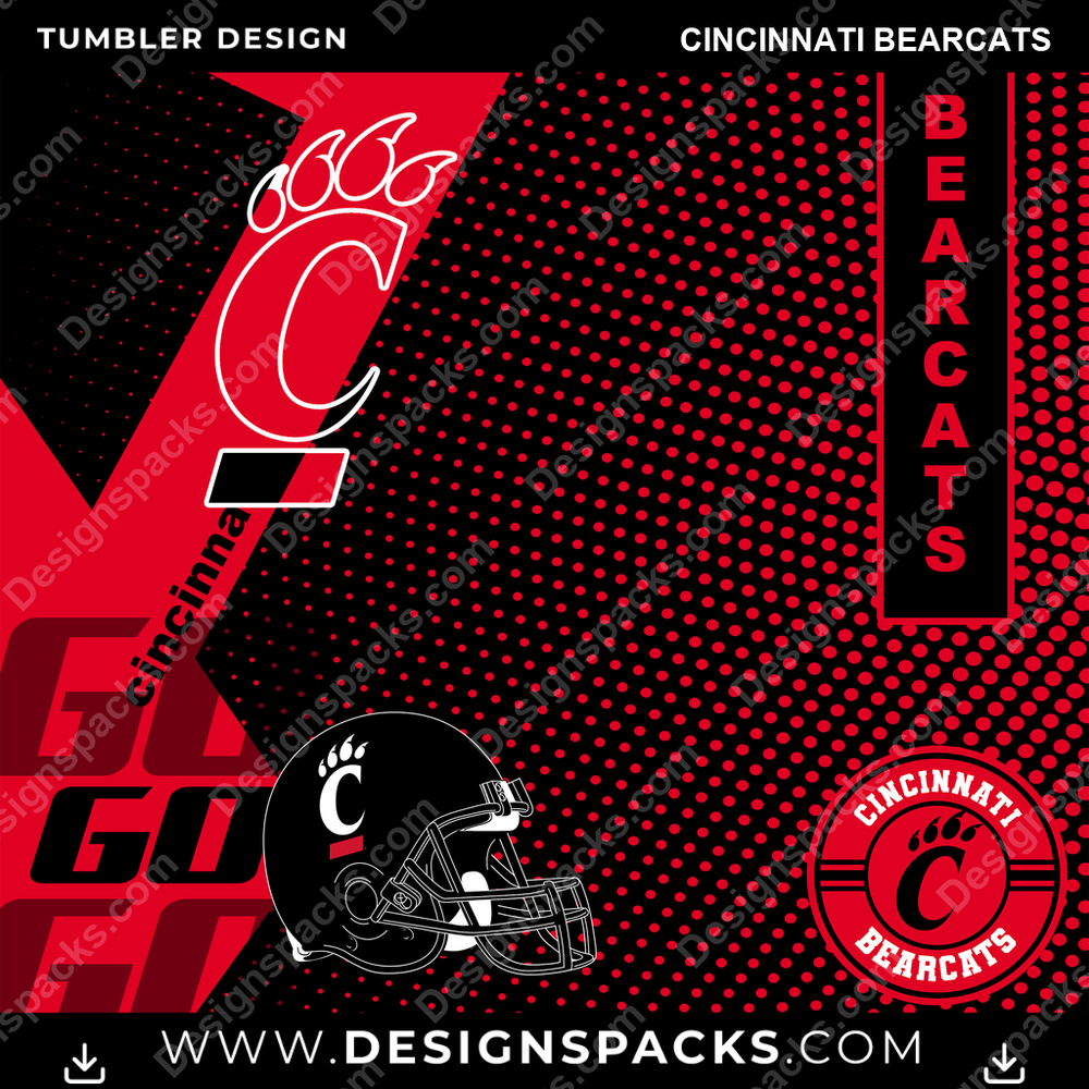 College Sport GO Cincinnati Bearcats Tumbler Digital Wrap Design