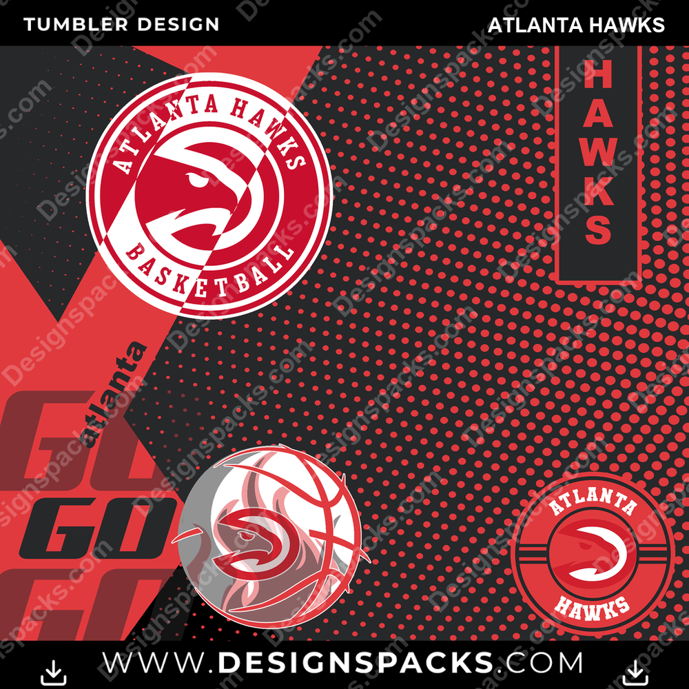 Basketball GO Atlanta Hawks Tumbler Digital Wrap Design