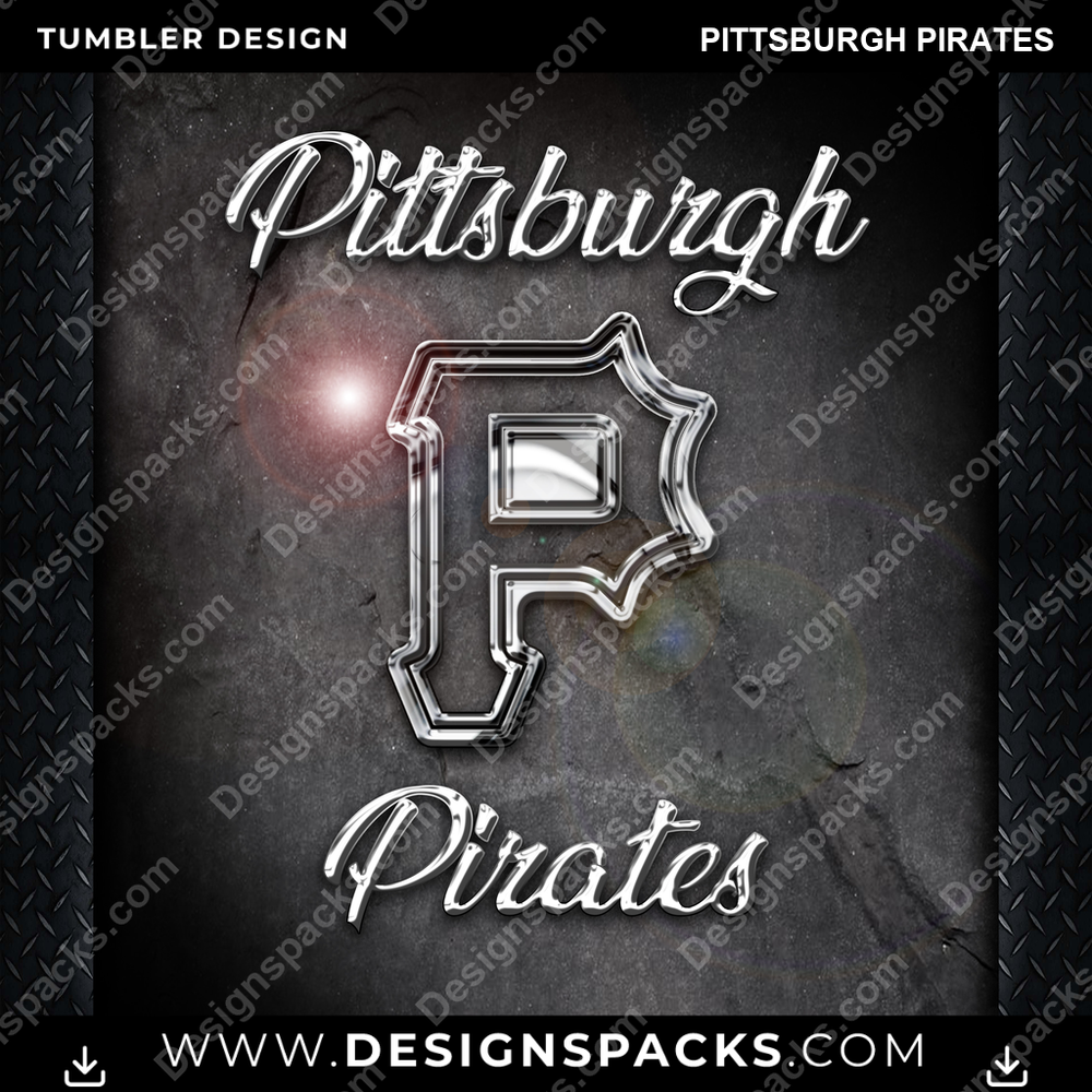 Baseball Chrome Pittsburgh Pirates Tumbler Digital Wrap Design