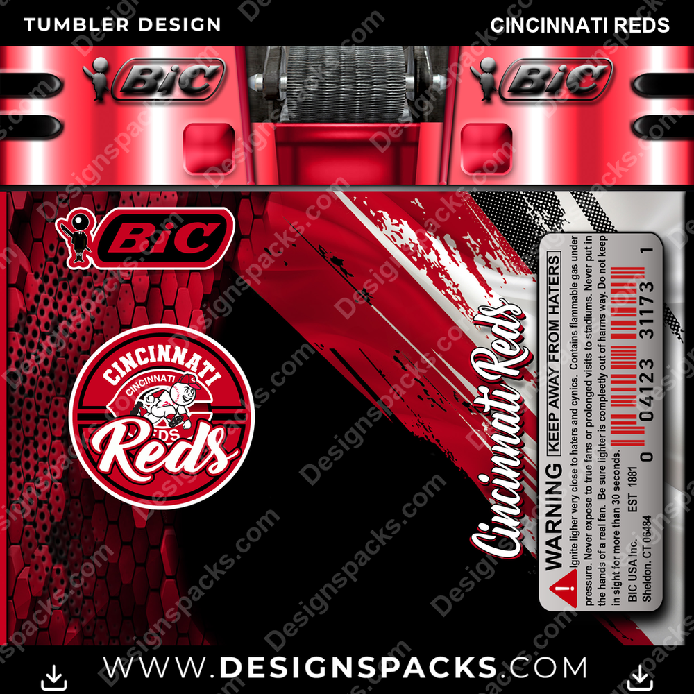 Baseball BIC Feuerzeug Cincinnati Reds Tumbler Digitaler Wrap-Design