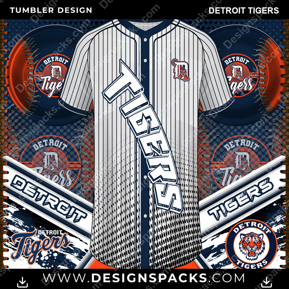 Baseball Jersey Team Detroit Tigers Tumbler Digital Wrap Design