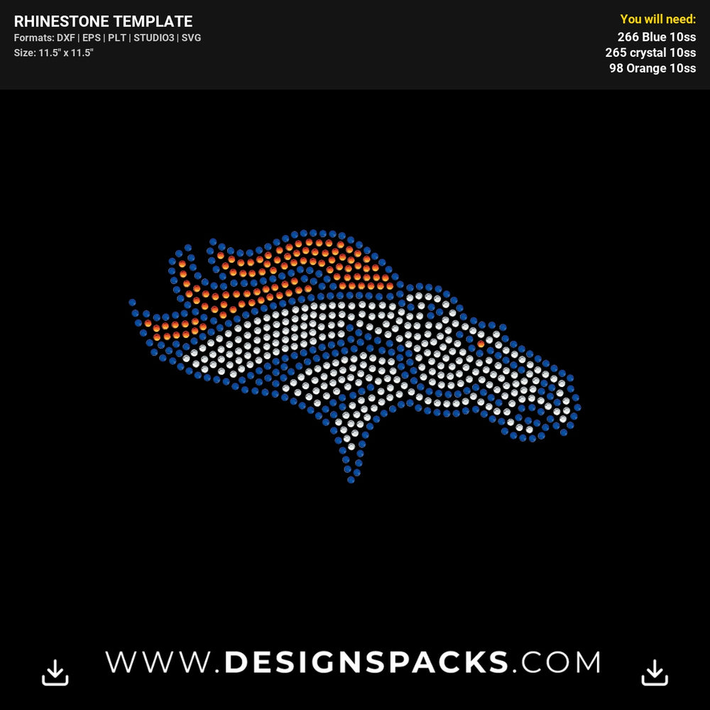 Denver Broncos Big Logo Rhinestone Digital Template