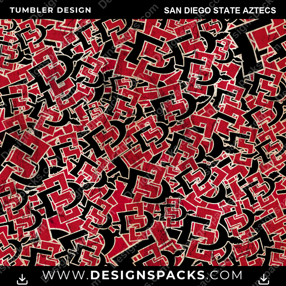 College Sport Logo BG San Diego State Aztecs Tumbler Digital Wrap Design