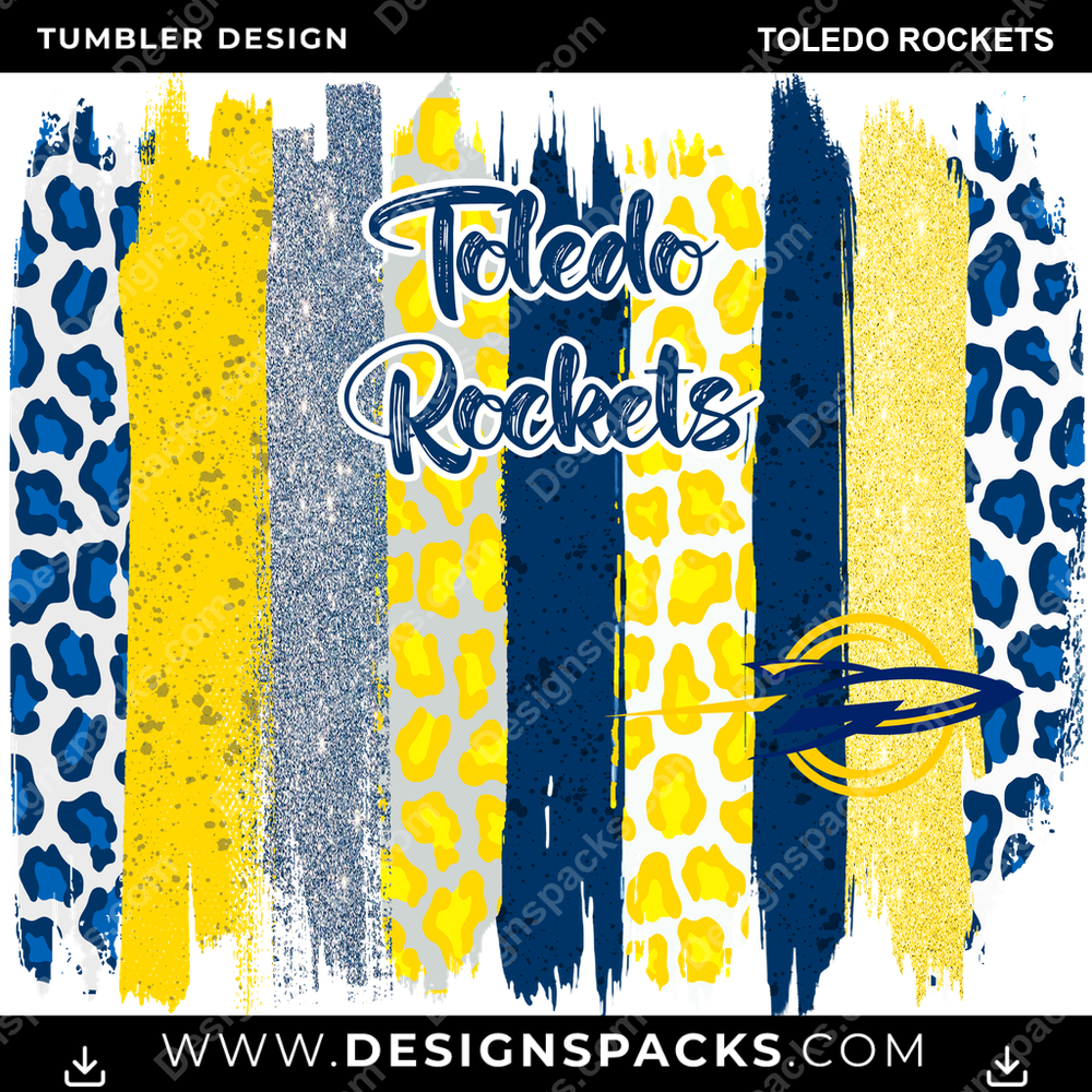 College Sport Brush Strokes Toledo Rockets NCAA College Sport Tumbler Digital Wrap Design Download
