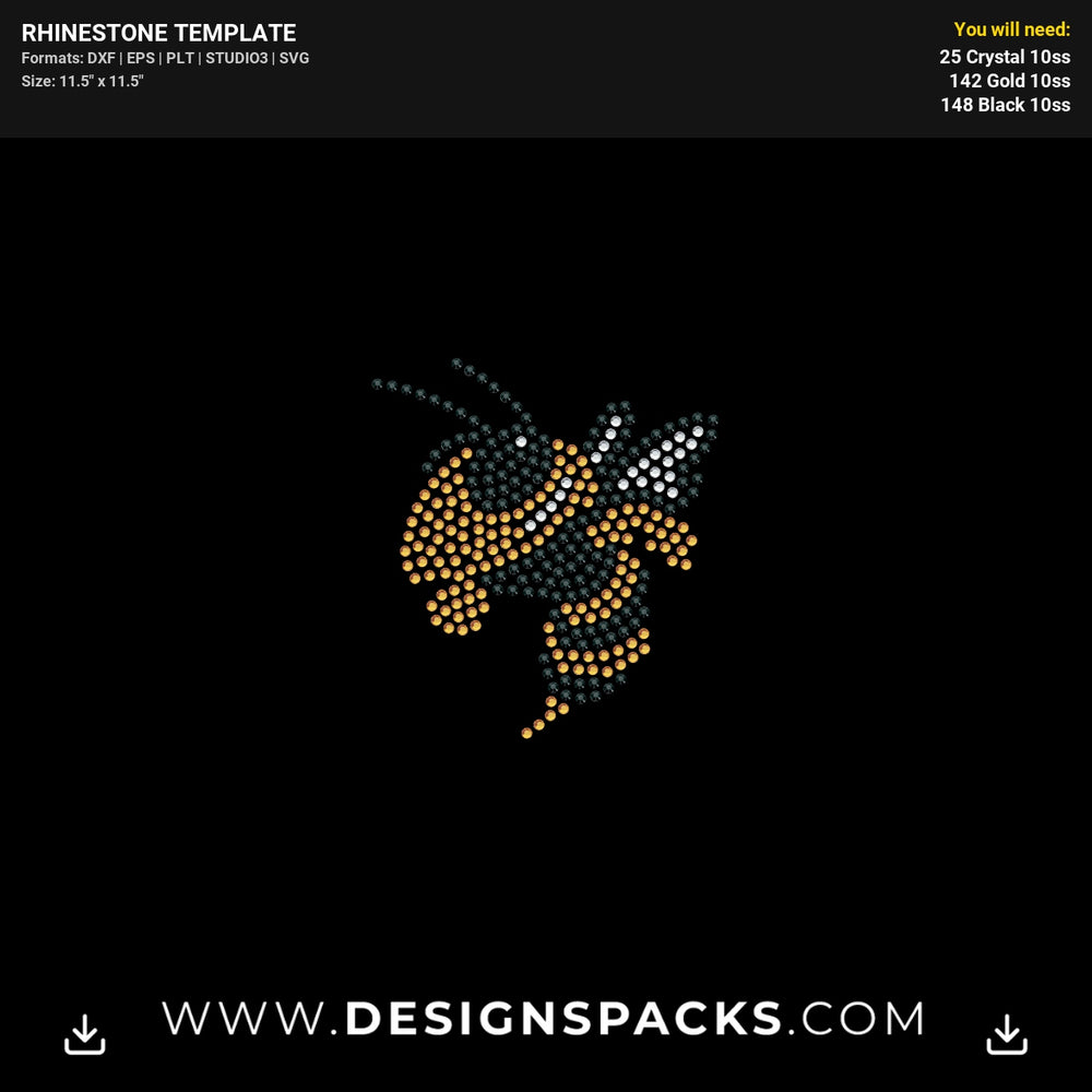 Mascot The Yellow Jackets Rhinestone Digital Template
