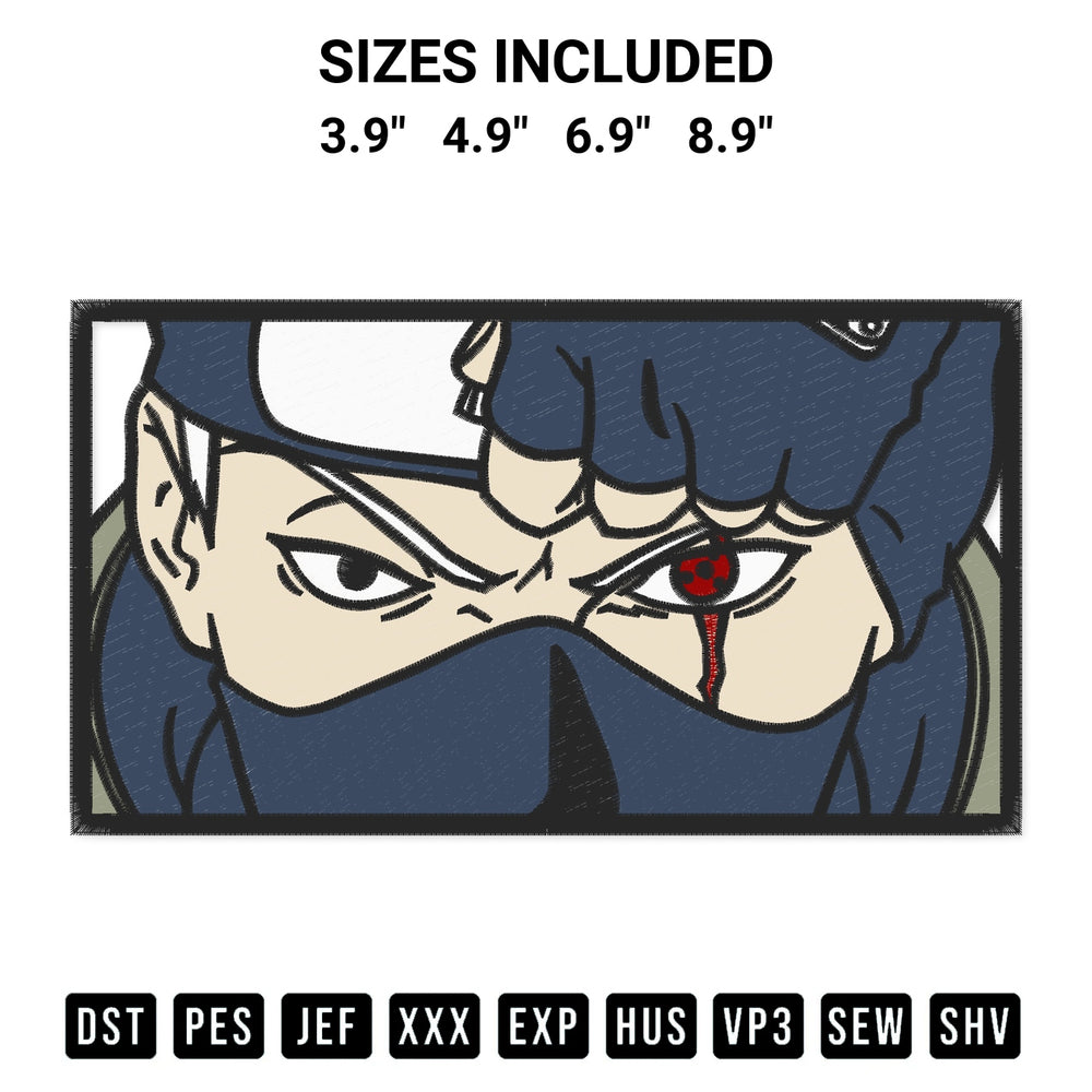 Download the Naruto Kakashi Embroidery Design machine embroidery design exclusively at Designspacks.com. Premium digitized pattern for apparel and DIY crafts. Available sizes: 3.9", 4.9", 6.9", 8.9".