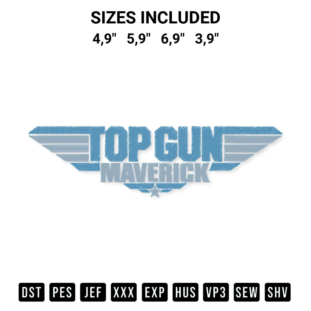 Looking for the perfect pattern? Download the Top Gun Maverick Logo Embroidery Design embroidery design today at Designspacks.com. Crisp, clean stitching guaranteed. Available sizes: 4,9", 5,9", 6,9", 3,9".