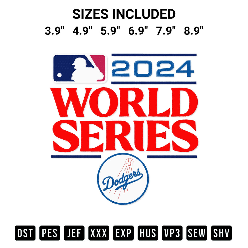 Elevate your next project with our La Dodgers 2024 World Series Embroidery Design embroidery file. Shop high-quality digital patterns instantly at Designspacks.com. Available sizes: 3.9", 4.9", 5.9", 6.9", 7.9", 8.9".