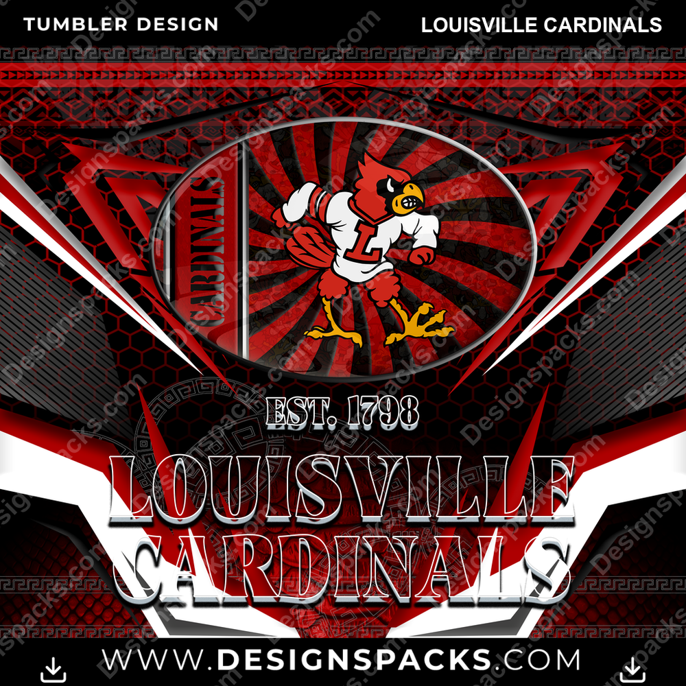 College Sport Tribal Louisville Cardinals Tumbler Digital Wrap Design