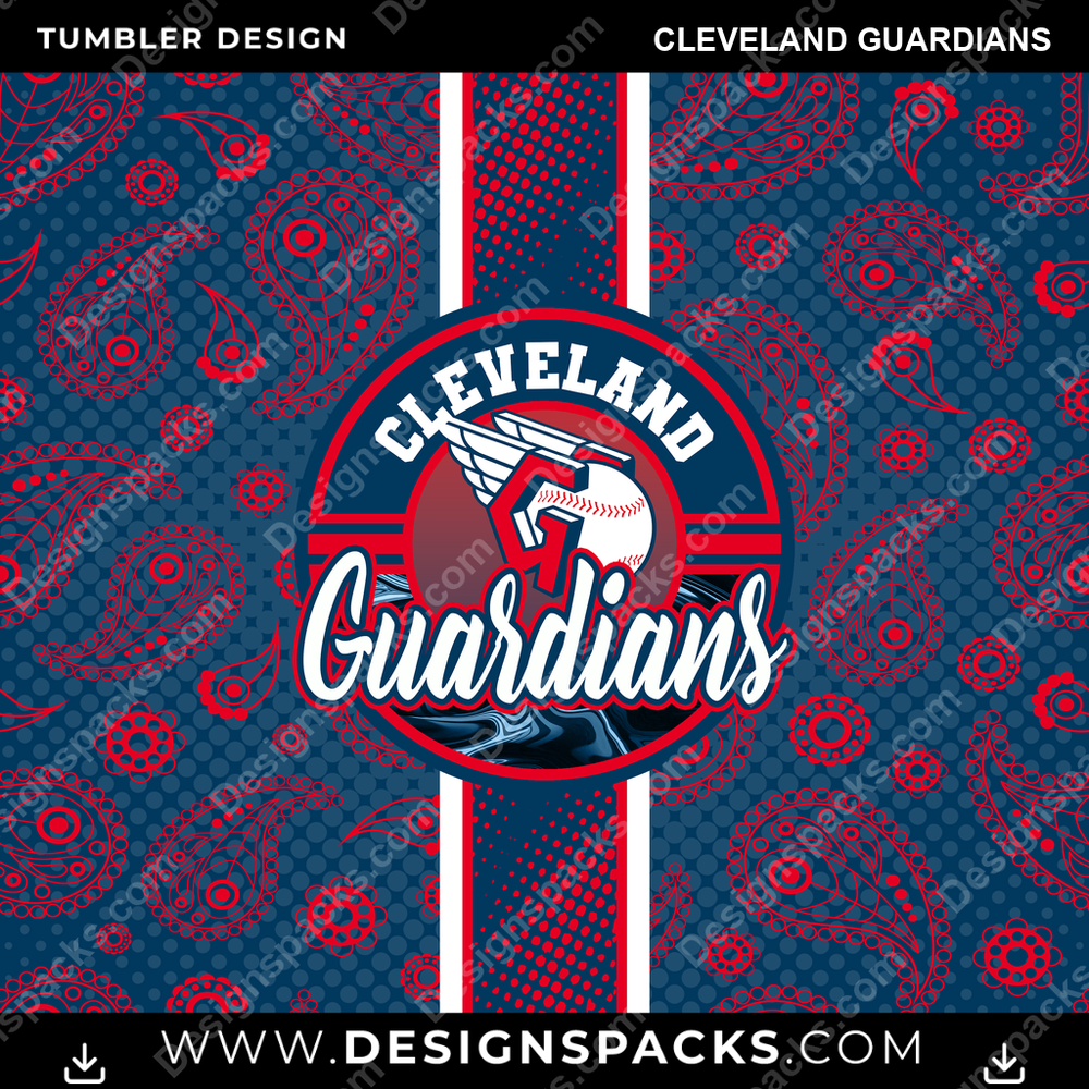 Baseball Handkerchief Cleveland Guardians Tumbler Digital Wrap Design