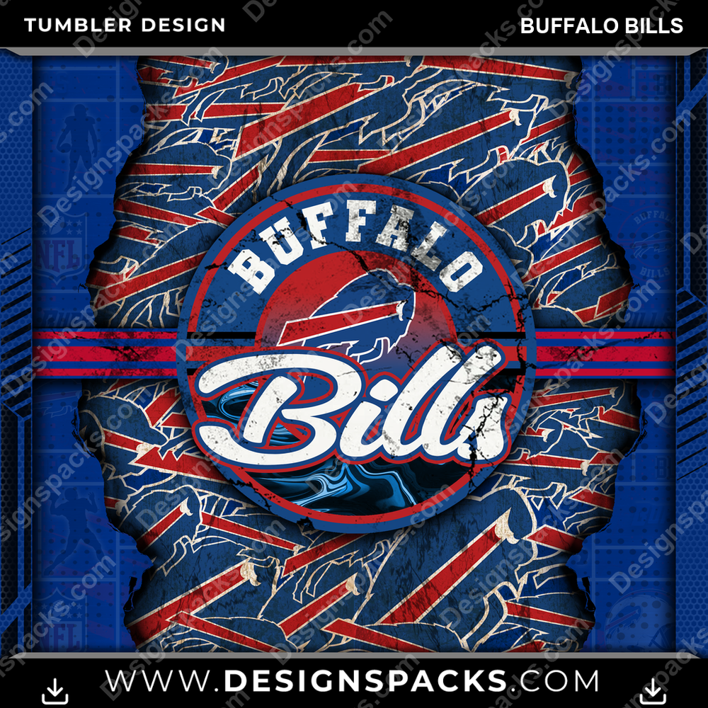 Football Ripped Buffalo Bills NFL Football Tumbler Digital Wrap Design Download