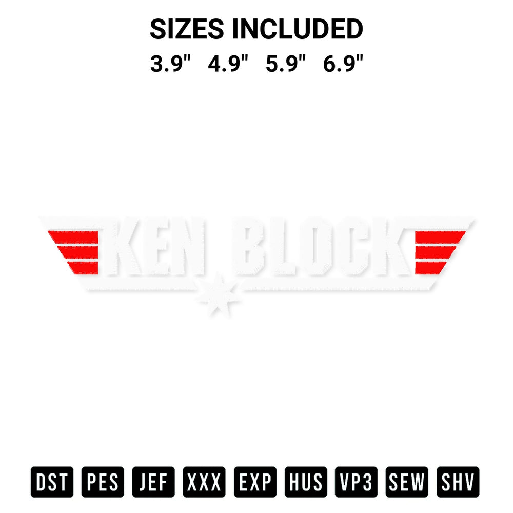 Stitch like a pro with the Ken Block Top Gun Rip Ken Block Racing Legend Embroidery Design embroidery pattern from Designspacks.com. High-quality digital machine embroidery file. Available sizes: 3.9", 4.9", 5.9", 6.9".