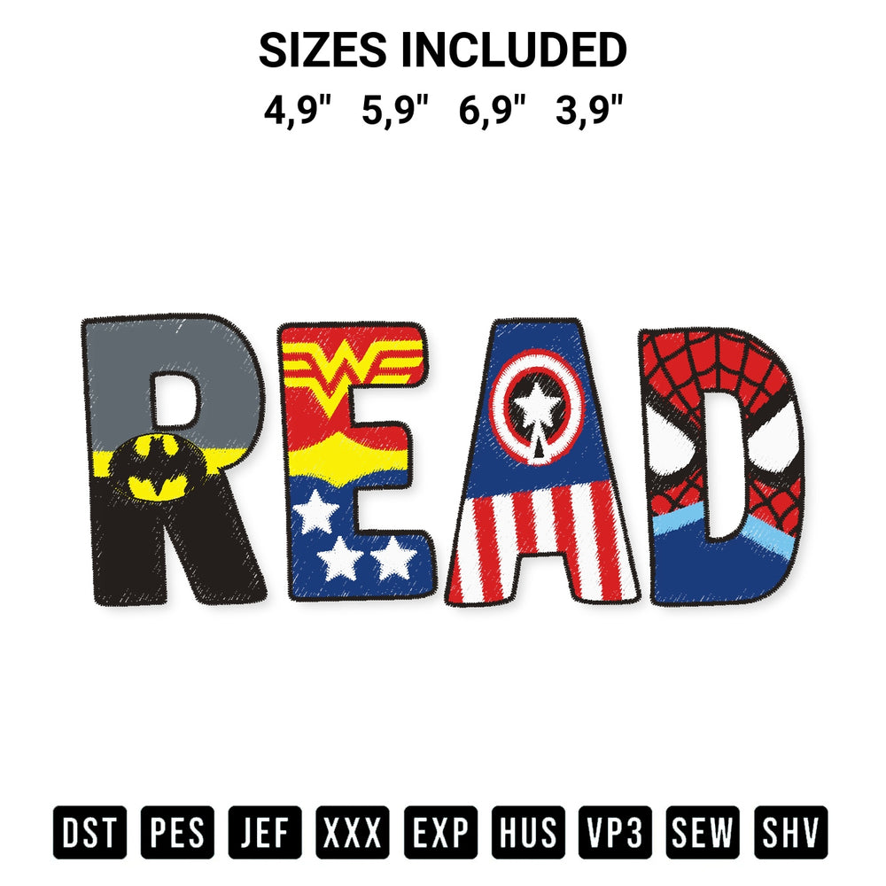 Add a unique touch to your apparel with the Read Logo Embroidery Design embroidery file. Premium instant download available now on Designspacks.com. Available sizes: 4,9", 5,9", 6,9", 3,9".