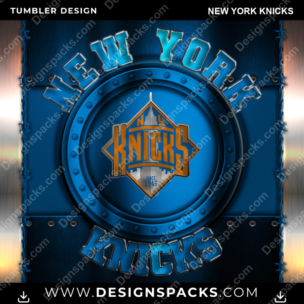 Basketball Metal New York Knicks Tumbler Digital Wrap Design