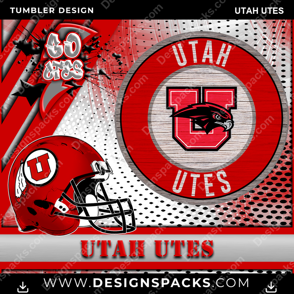 College Sport Go Team 2 Utah Utes NCAA College Sport Tumbler Digital Wrap Design Download
