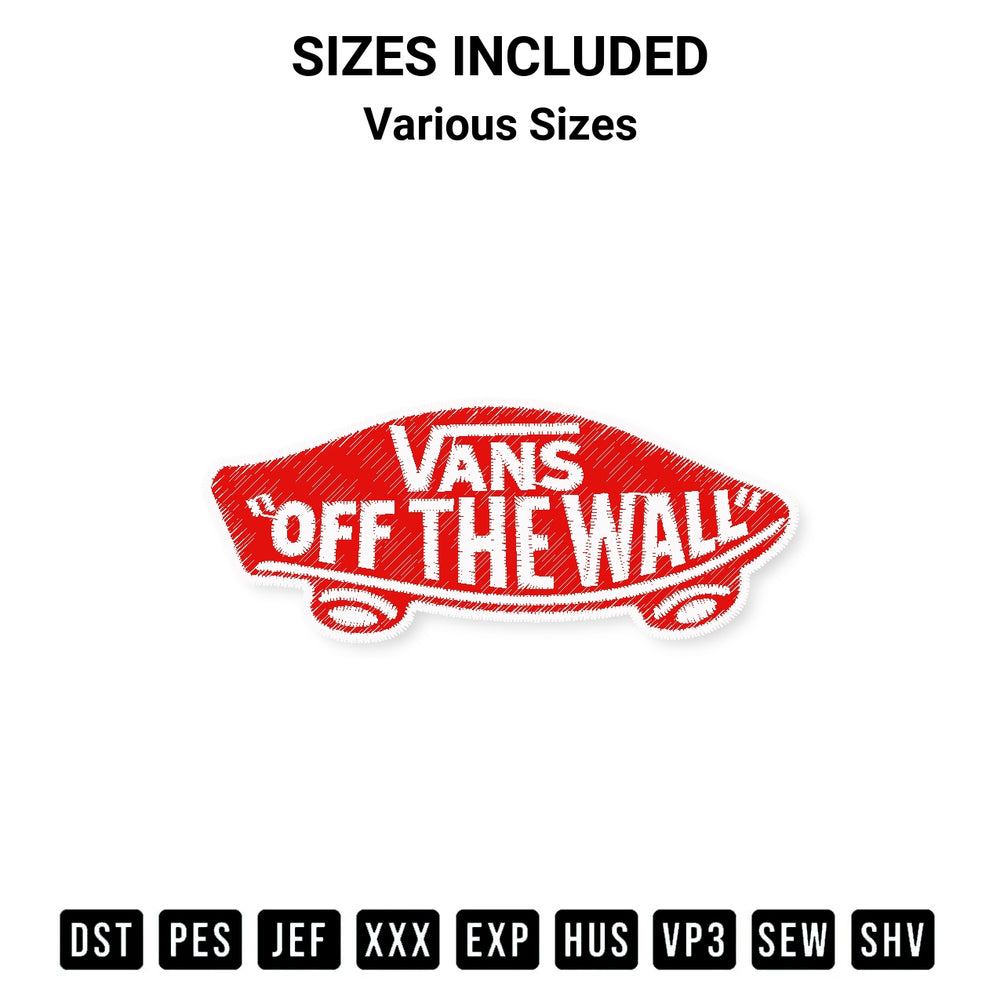 Stitch like a pro with the Vans Off The Wall Logo Embroidery Design Embroidery Design embroidery pattern from Designspacks.com. High-quality digital machine embroidery file. Available sizes: Various Sizes.