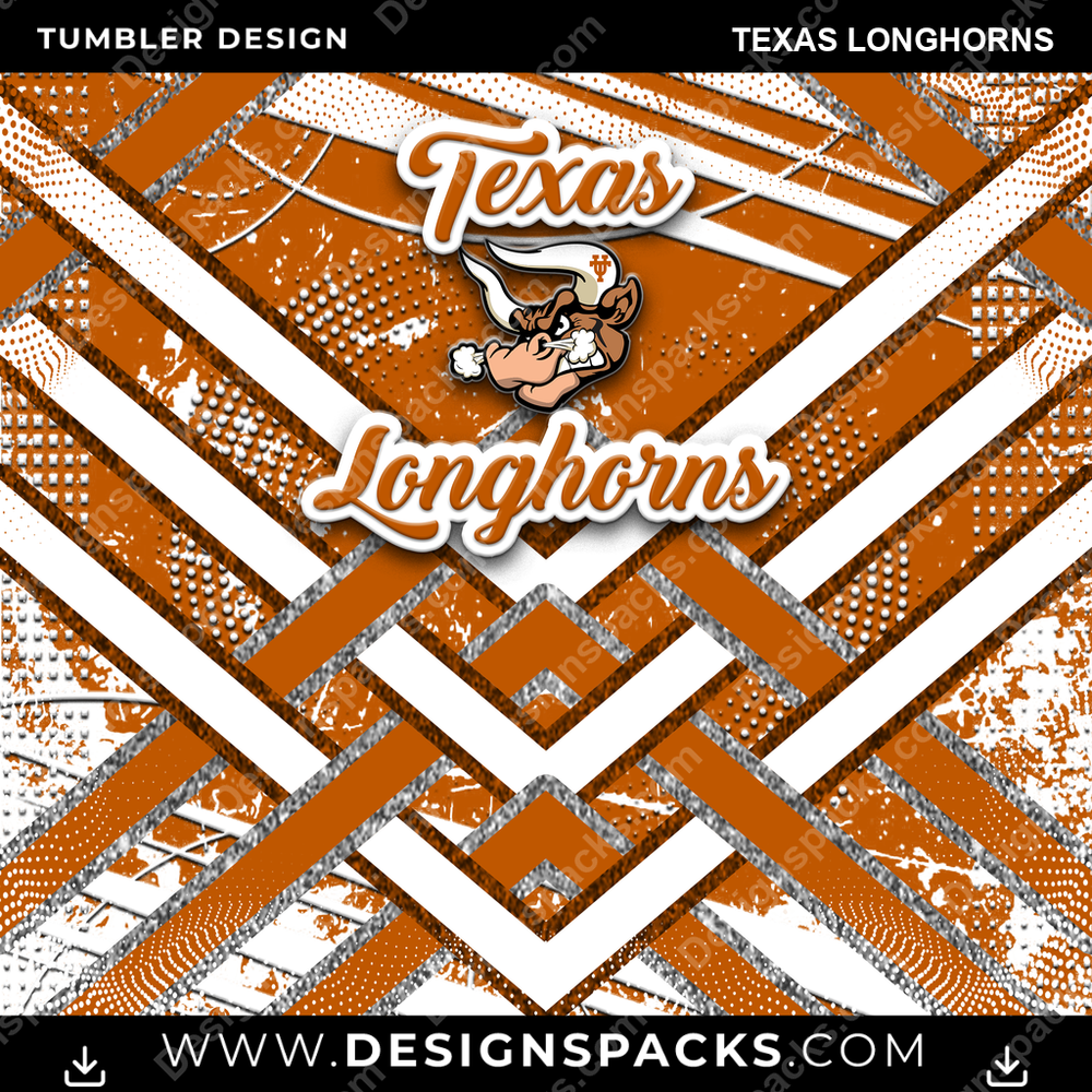 College Sport Glitter Stripe Texas Longhorns NCAA College Sport Tumbler Digital Wrap Design Download