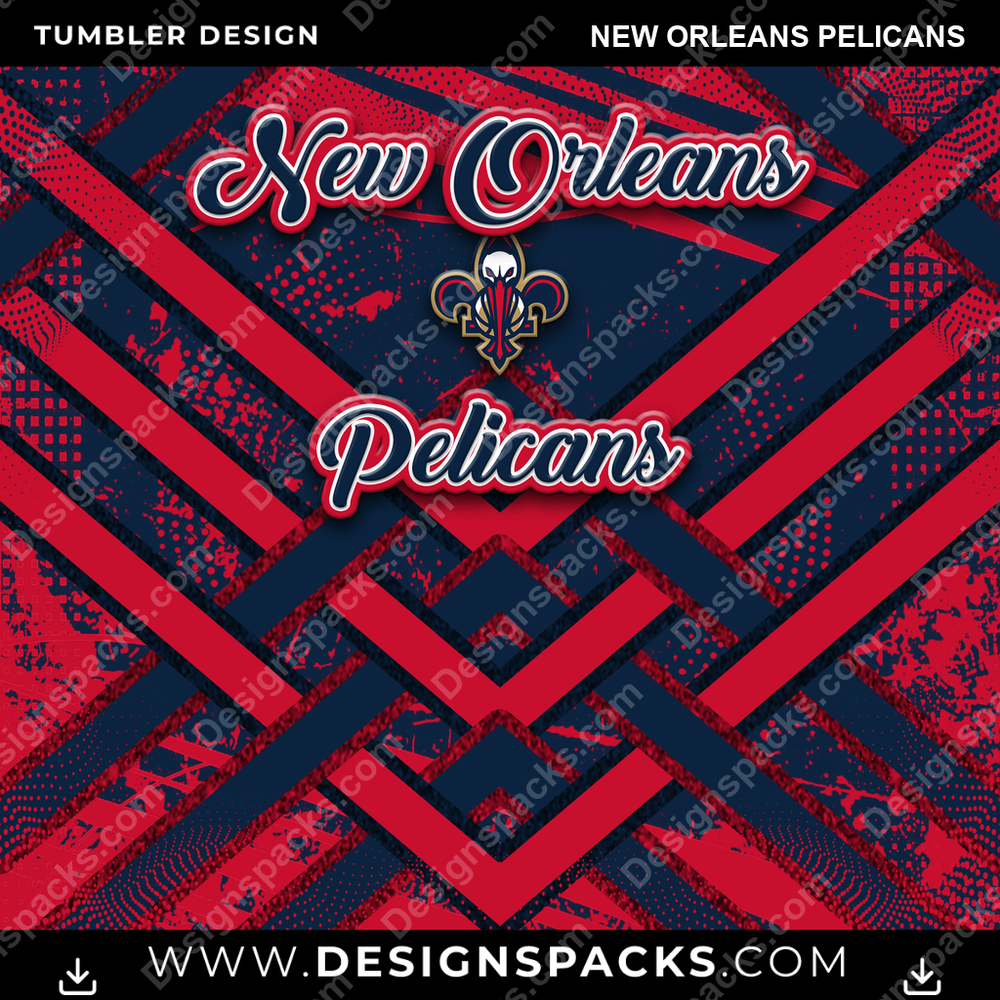 Basketball Glitter Stripe New Orleans Pelicans NBA Basketball Tumbler Digital Wrap Design Download