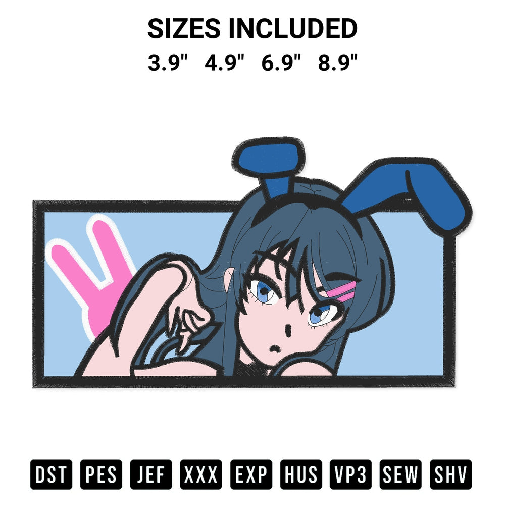 Transform your fabrics with the Mai Sakurajima Face Embroidery Design embroidery design. Instant access to premium digitized patterns at Designspacks.com. Available sizes: 3.9", 4.9", 6.9", 8.9".
