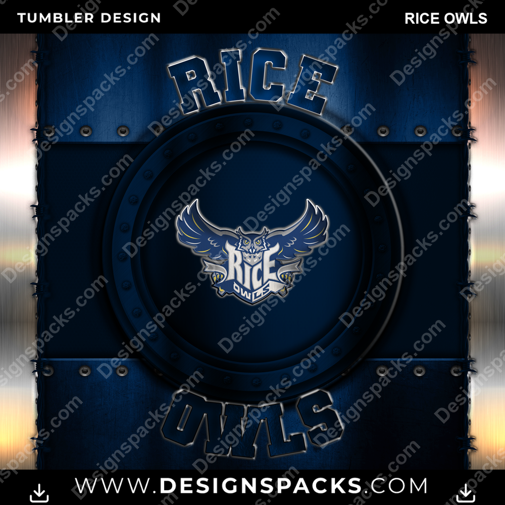 College Sport Metal Rice Owls NCAA College Sport Tumbler Digital Wrap Design Download