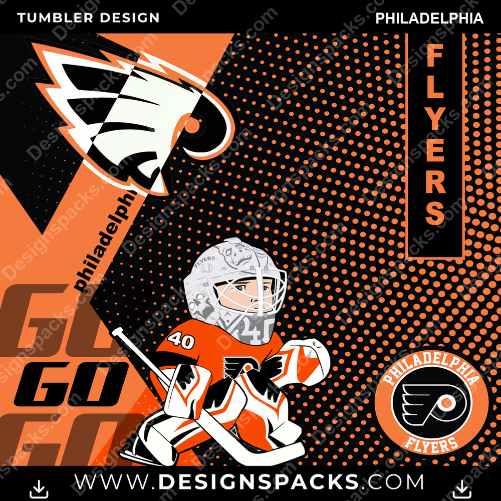 Ice Hockey GO Philadelphia Tumbler Digital Wrap Design