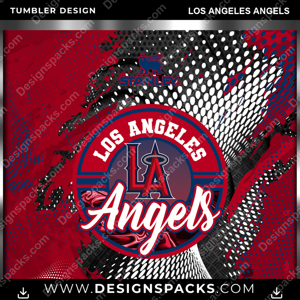 Baseball Stanley Los Angeles Angels Tumbler Digital Wrap Design
