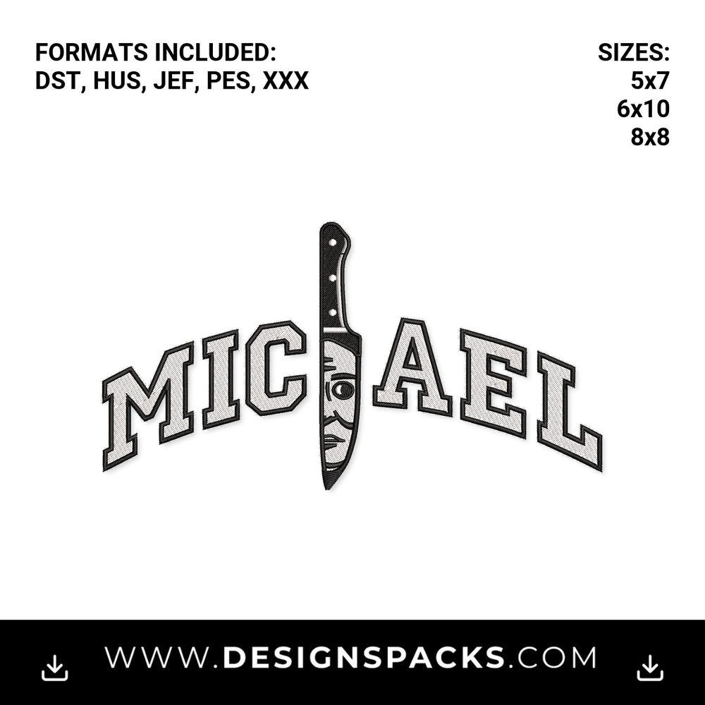 Michael Myers Slasher Knife Varsity Embroidery Design - Instant digital download pattern at Designspacks.com