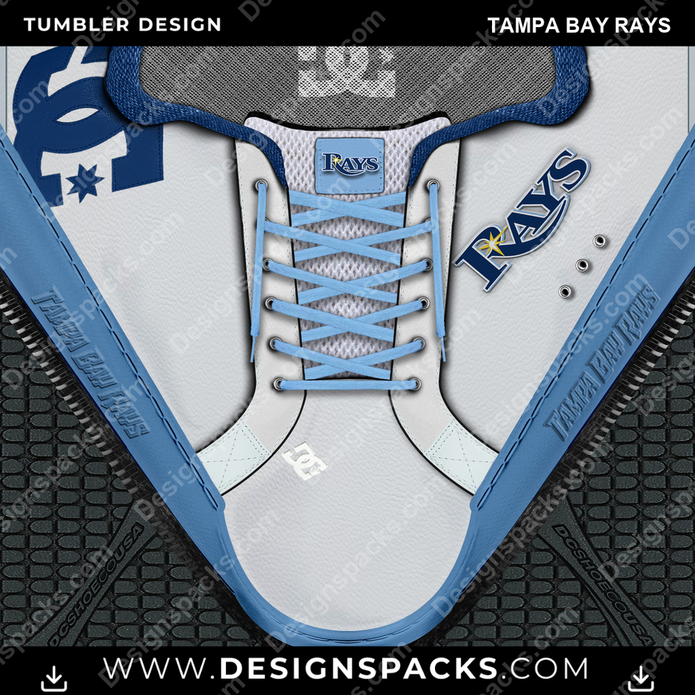 Diseño digital para vaso o termo con tema de béisbol DC Sneaker Tampa Bay Rays