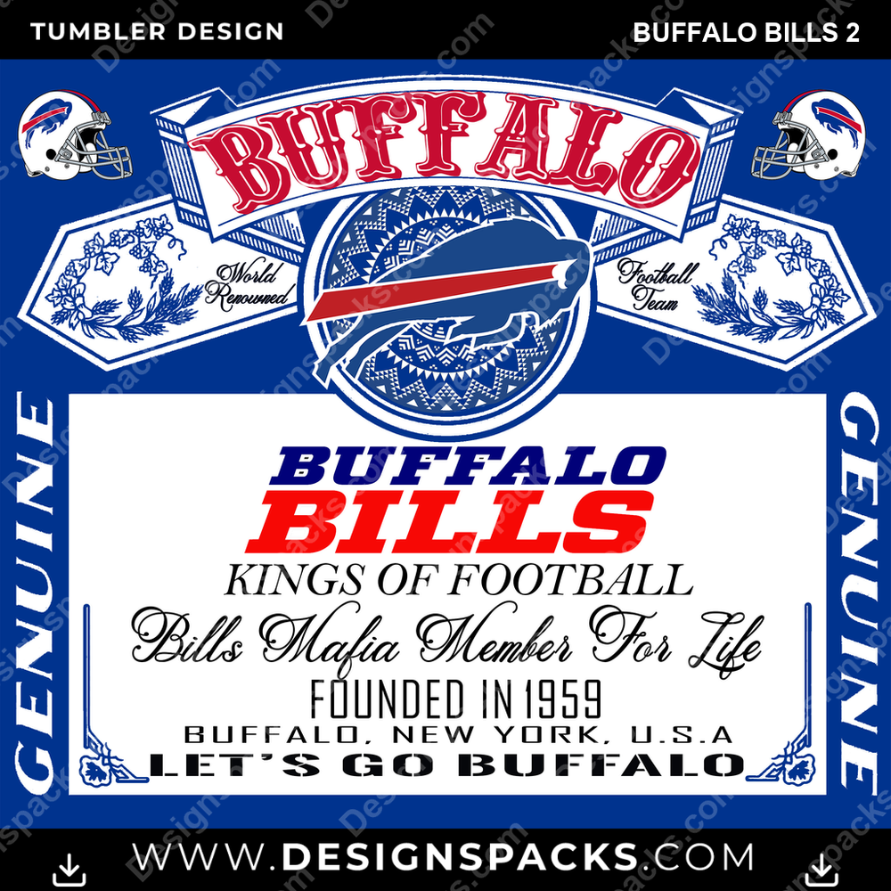 Football Bud Buffalo Bills 2 Tumbler Digital Wrap Design