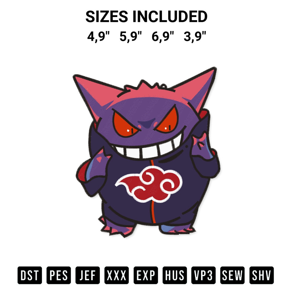 Create amazing crafts with the Gengar Pokemon Costume Uchiha Itachi Logo Embroidery Design embroidery file. High-quality digital download from Designspacks.com, perfect for beginners and pros. Available sizes: 4,9", 5,9", 6,9", 3,9".