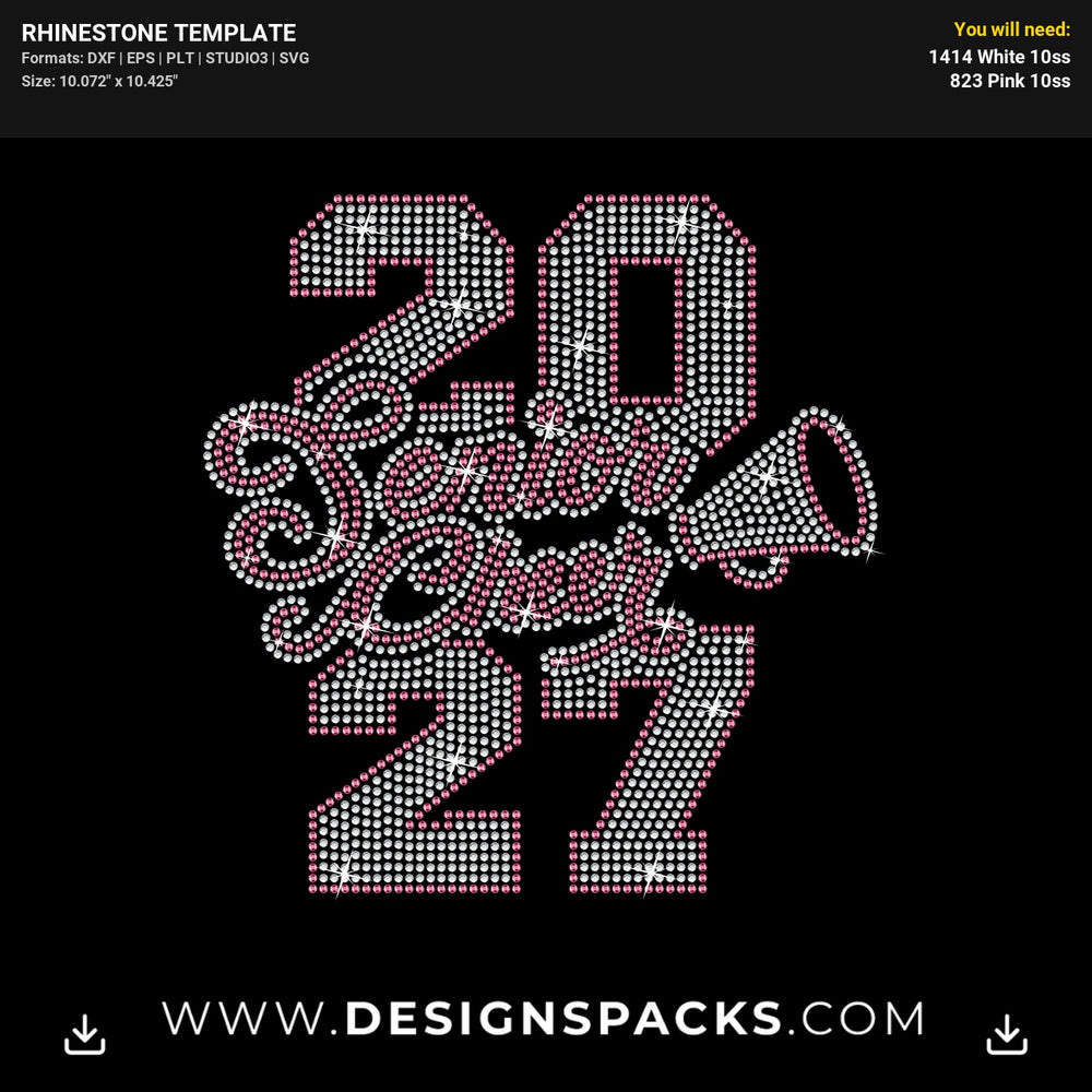 Senior Cheer 2027 Rhinestone Digital Template