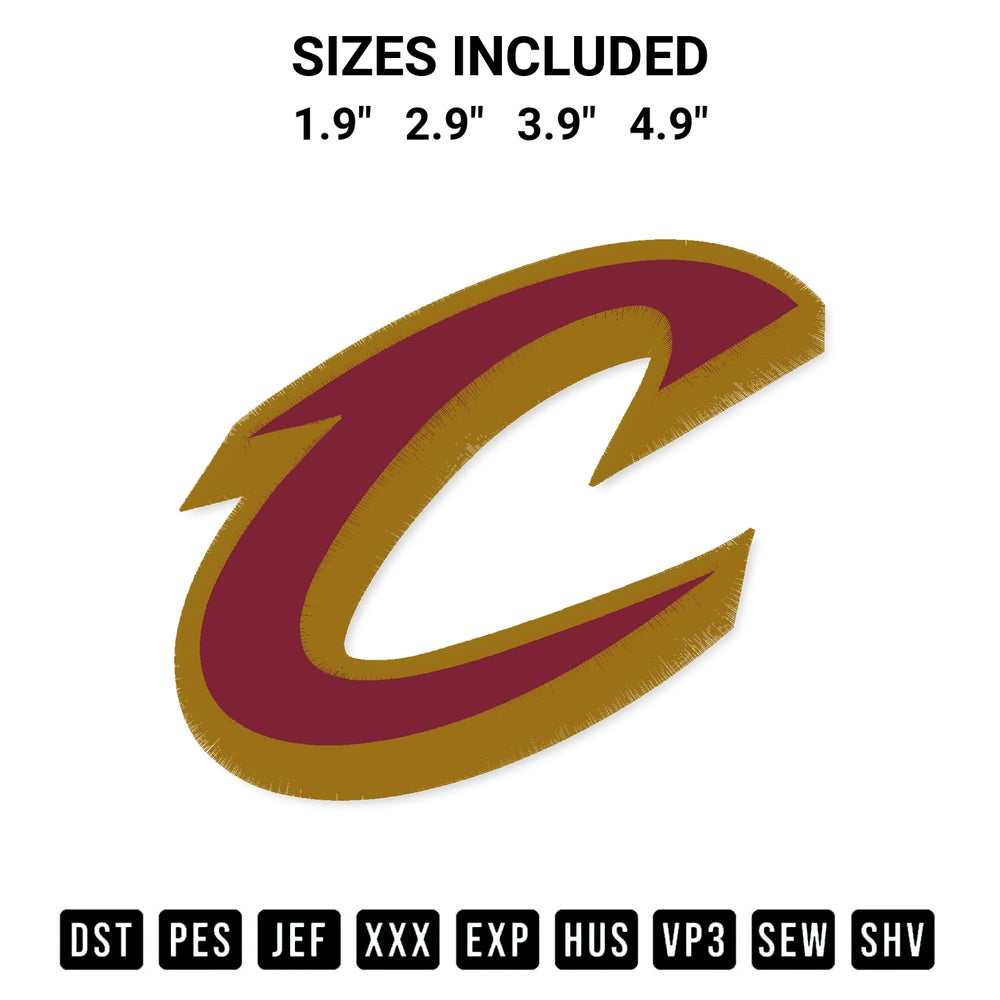 Add a unique touch to your apparel with the Cleveland Cavaliers Logo Embroidery Design embroidery file. Premium instant download available now on Designspacks.com. Available sizes: 1.9", 2.9", 3.9", 4.9".