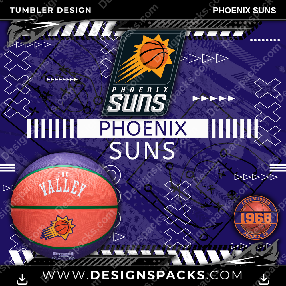 Basketball Xs & Os Phoenix Suns Tumbler Digital Wrap Design