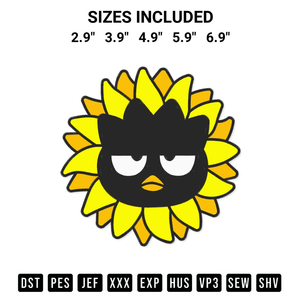 Stitch like a pro with the Badtz Maru Sunflower Embroidery Design embroidery pattern from Designspacks.com. High-quality digital machine embroidery file. Available sizes: 2.9", 3.9", 4.9", 5.9", 6.9".