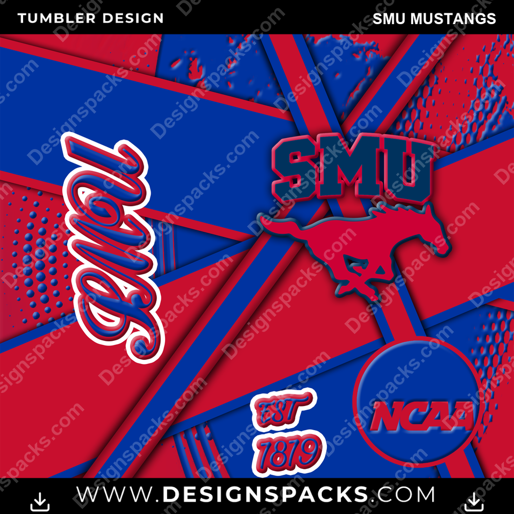 College Sport Team Sport SMU Mustangs NCAA College Sport Tumbler Digital Wrap Design Download