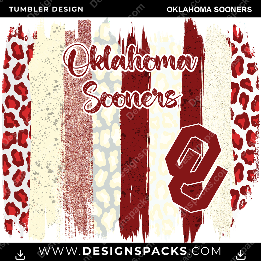 College Sport Brush Strokes Oklahoma Sooners NCAA College Sport Tumbler Digital Wrap Design Download