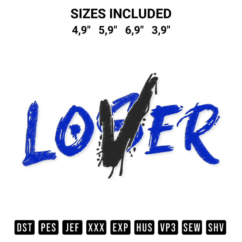 Discover the perfect addition to your crafting collection: Lover Loser Matching Air Jordan Sneaker Cute Gift Logo Embroidery Design embroidery file. Instantly available at Designspacks.com. Available sizes: 4,9", 5,9", 6,9", 3,9".