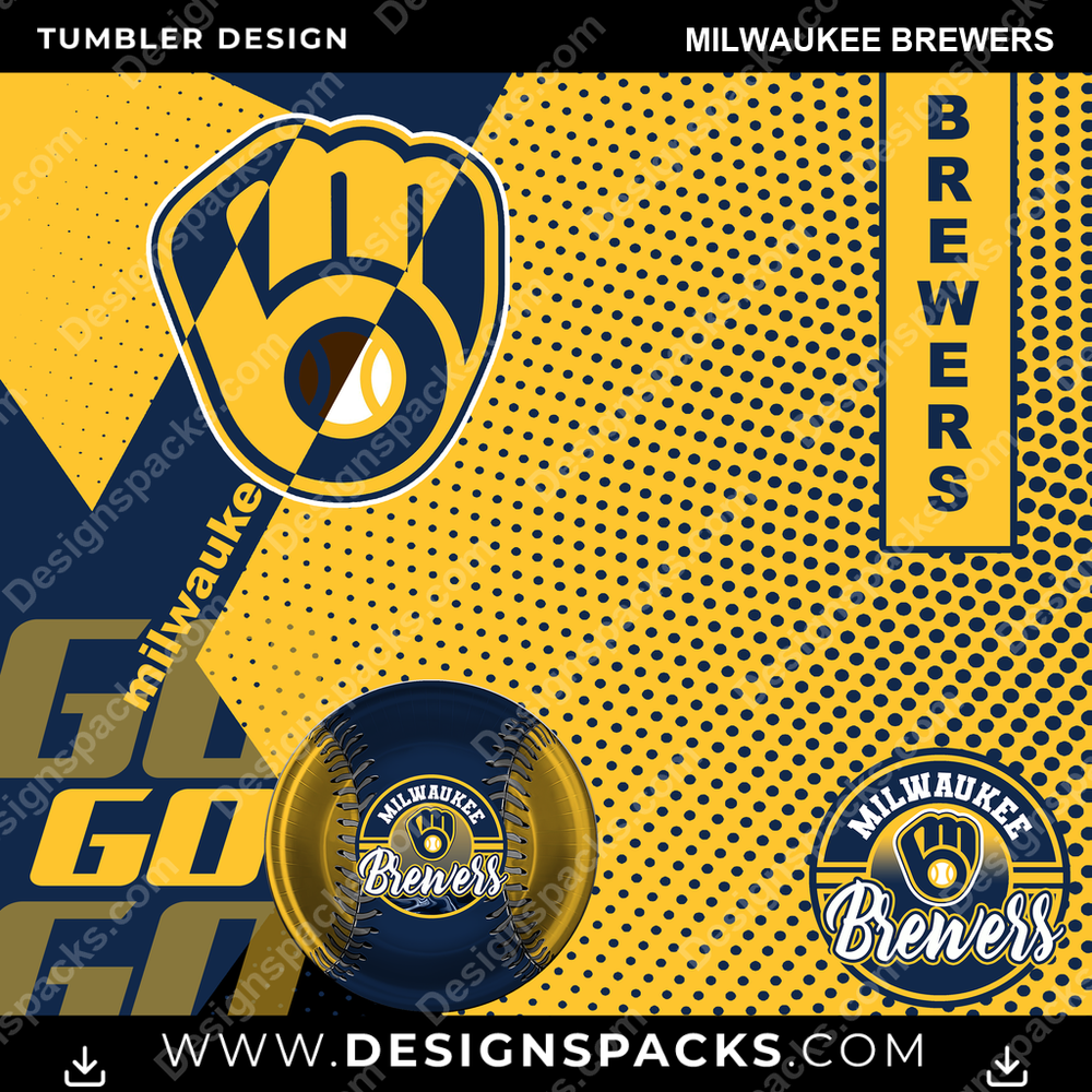 Baseball GO Milwaukee Brewers Tumbler Digital Wrap Design