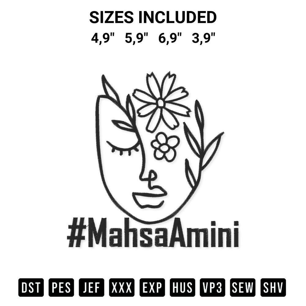 Stitch like a pro with the Mahsa Amini Freedom Feminism Women Rights Iranian Regime Logo Embroidery Design embroidery pattern from Designspacks.com. High-quality digital machine embroidery file. Available sizes: 4,9", 5,9", 6,9", 3,9".