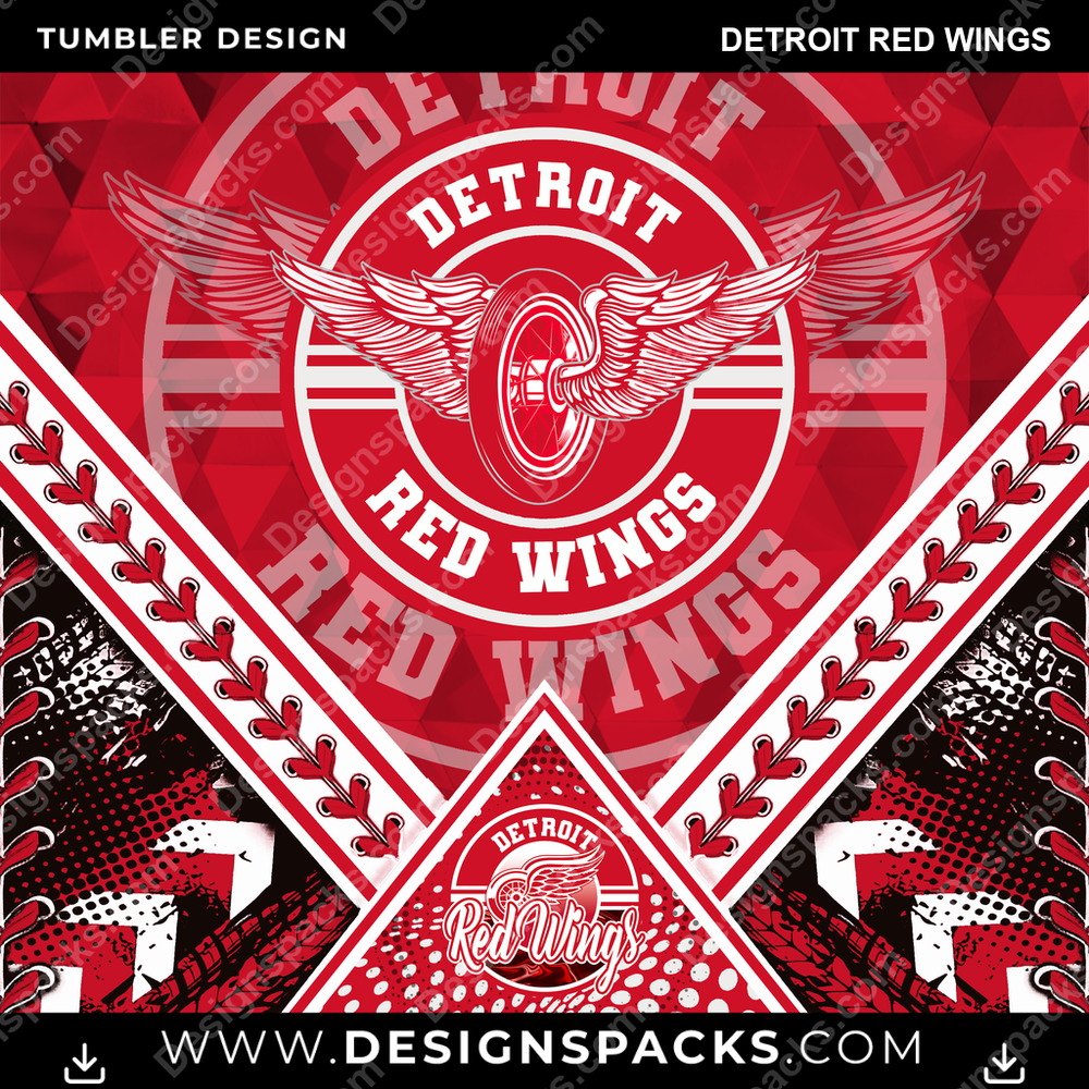 Hockey Diamond Detroit Red Wings Tumbler Digital Wrap Design